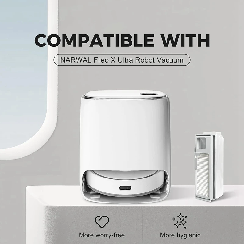 Sacchetti per la polvere usa e getta da 4 pezzi con filtro HEPA per NARWAL freno X Ultra Robot Vacuum, 1L Large Dust Bag Replacmenet