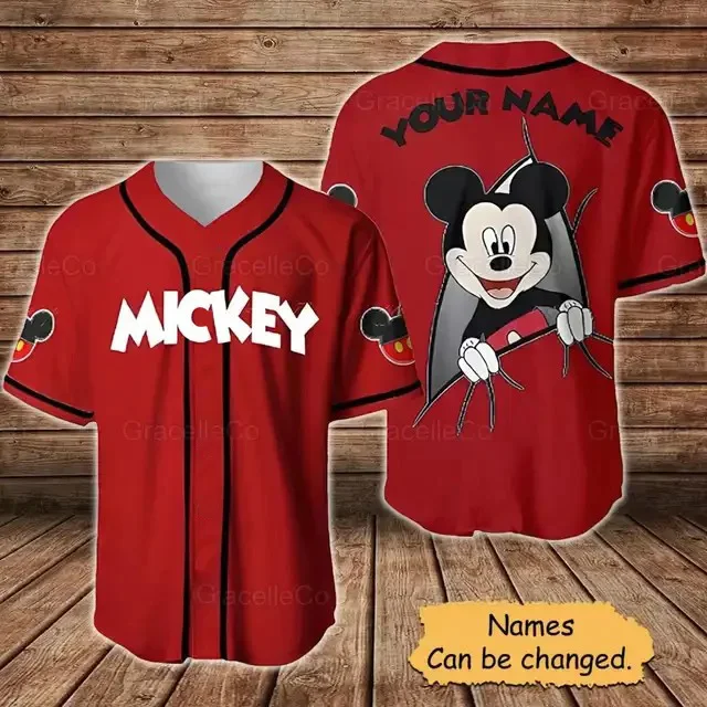 Summer 3D Print Disney Mickey Mouse Kids Baseball Jersey Pattern TShirt Breathable Casual Disney Mickey Fashion Loose T-shirt