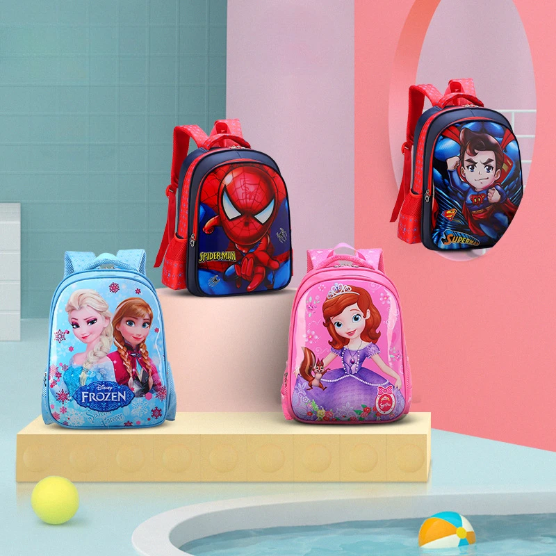 Disney girls frozen Spider-Man backpack lunch Elsa bag pencil cartoon Avengers girl boy gift bag school student gift