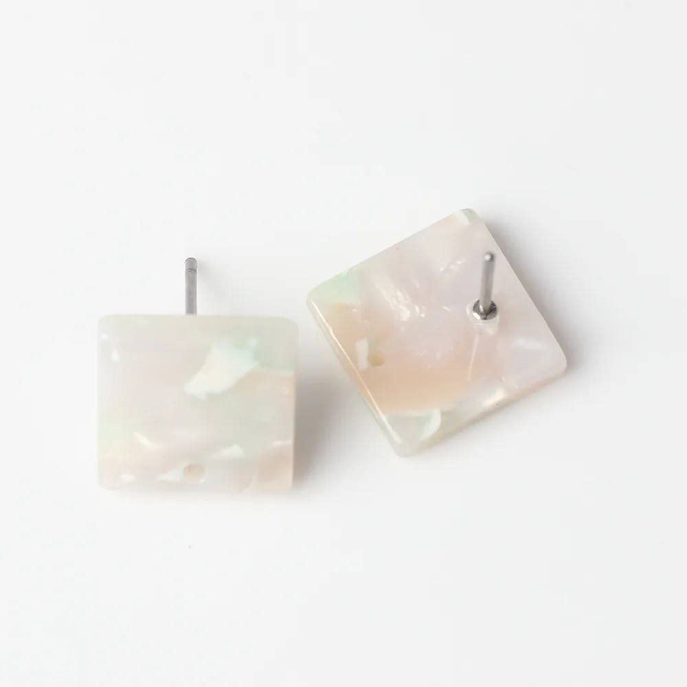 100Pcs Handmade Square Stud Earrings Connectors Acrylic Print Earrings Base Earring Settings Diy Jewelry Making Accessories