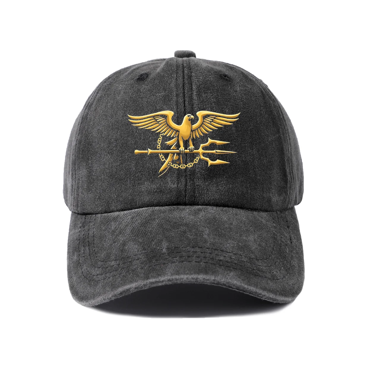 Embroidery Legacy - Golden Eagle Militär-Emblem Grafik-Baseballkappe, Vintage-Waschung, Verstellbare