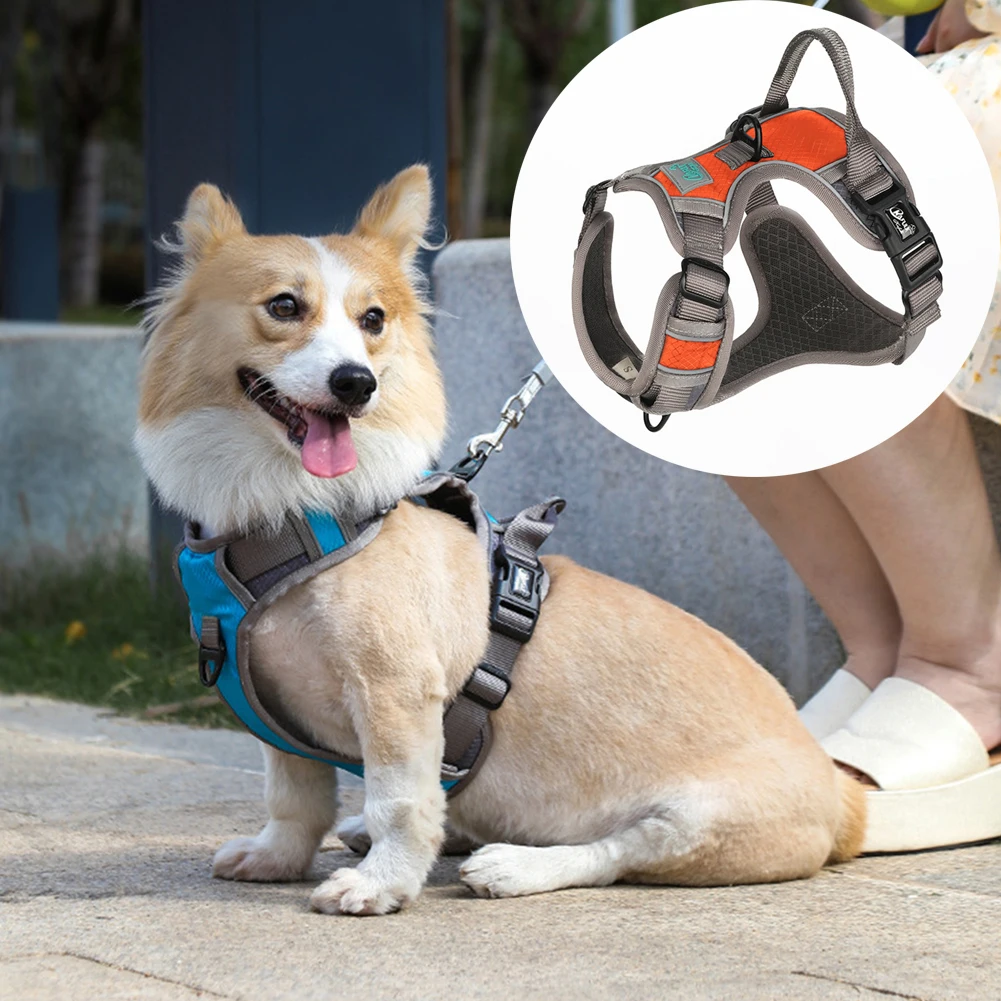 Reflective Nylon Dog Harness Vest Small Medium Large Dogs Adjustable Safety Chest Strap Pet Outdoor Walking Training Harnesses