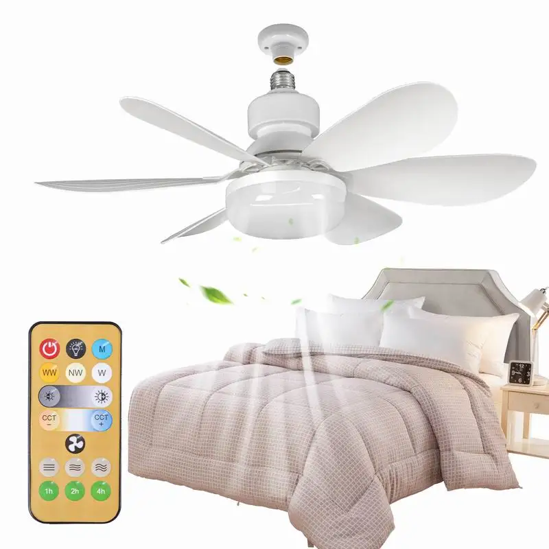 

30W LED Fan Light With Remote Control E27 Screw Head 3 Color Dimming Detachable Fan Leaf Living Room For Bedroom Small Fan Light