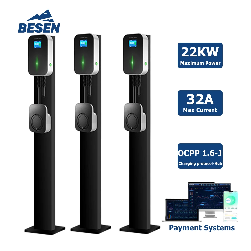 

32A 3-фазный OCPP 1.6J Wallbox 22 кВт EV Настенное зарядное устройство Зарядная станция для электромобилей с RFID-картой