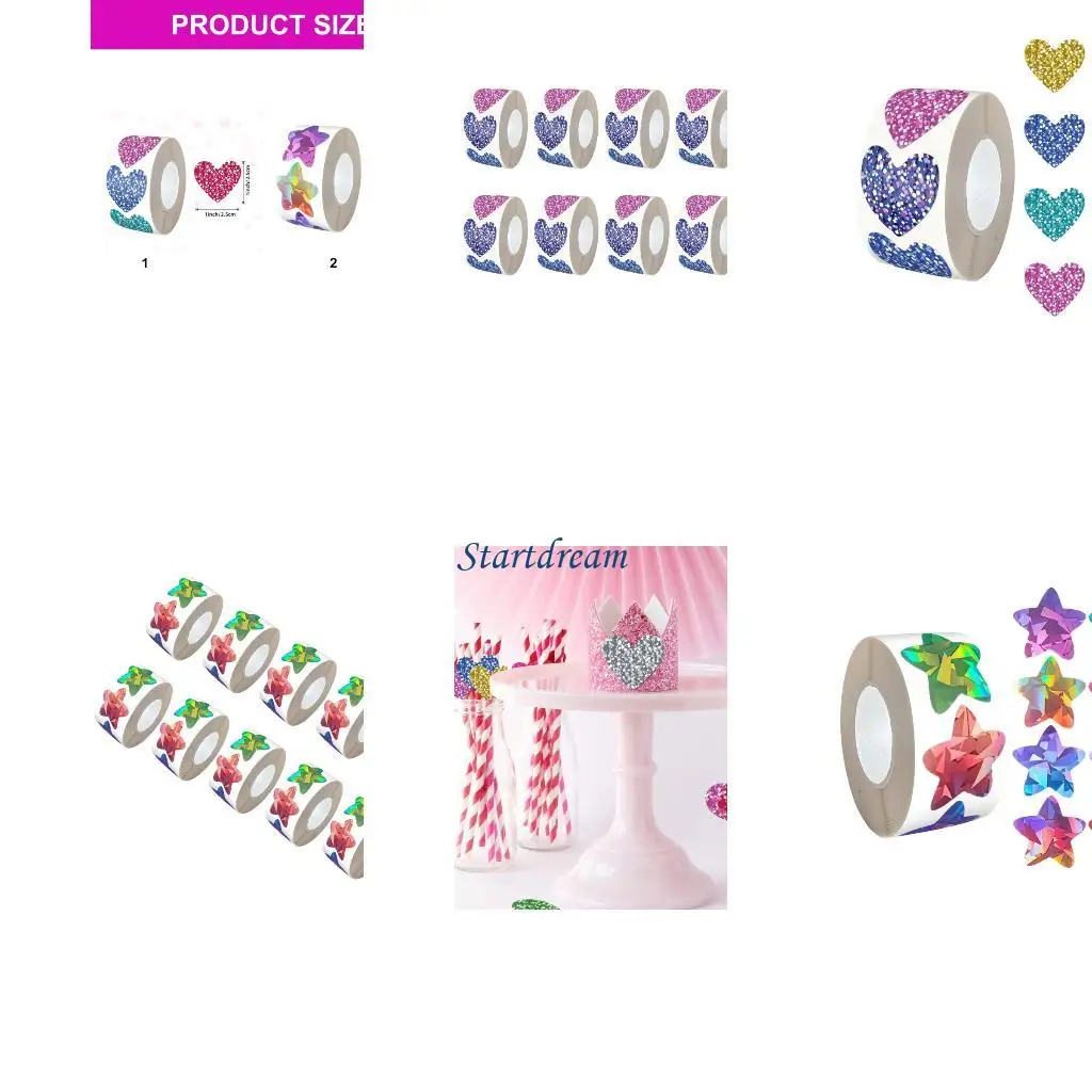 

5000Pcs Heart/Star Sticker Wrapping Label Seal Sticker for Scrapbooking Wrapping K92C