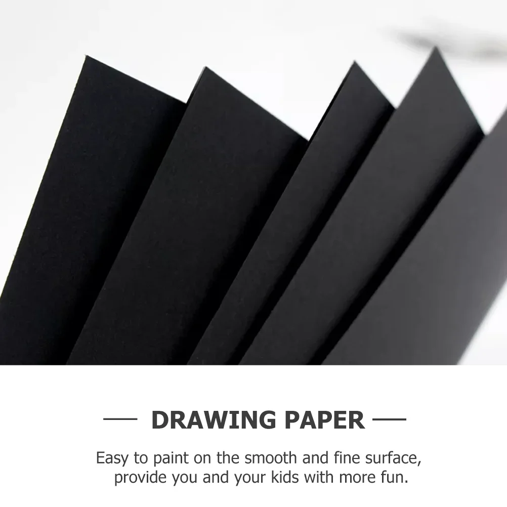 

100Pcs DIY Smooth Kraft Drawing Paper Thickened Painting Cardboard for Sketch Drawing Students Black DIY Paper