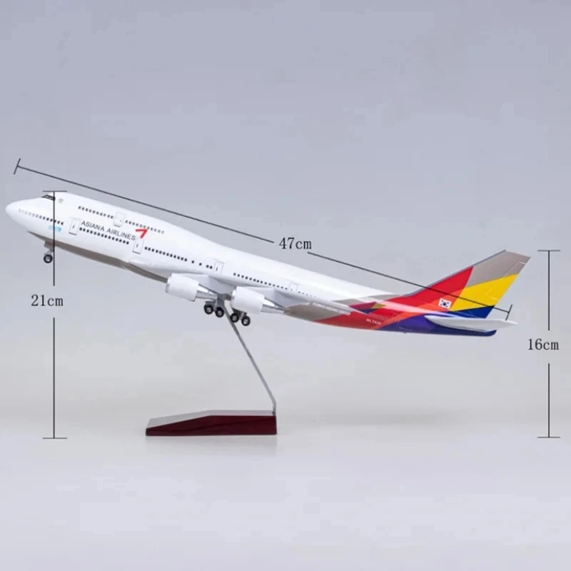 47CM 1:150 Scale Boeing 747 Asiana Airlines Aircraft Model Die-casting Machine Souvenir Decoration Collected Gift By Aviation