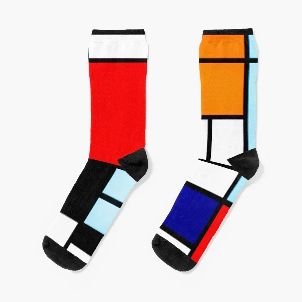 Masters Of Fine Art : Piet Mondrian Socks happy sports stockings cycling Socks For Girls Men's