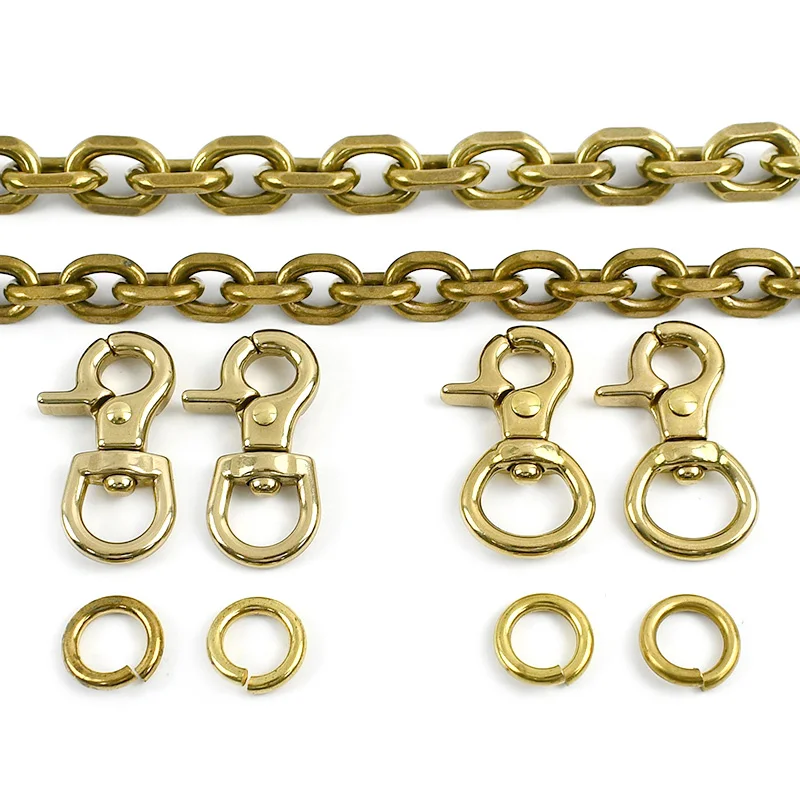 Meetee 50/100 سنتيمتر الصلبة النحاس سلسلة معدنية + 2 قطعة أبازيم حقيبة يد محفظة حزام ديكور سلاسل ربط مشبك ملحقات الأجهزة ذاتية الصنع