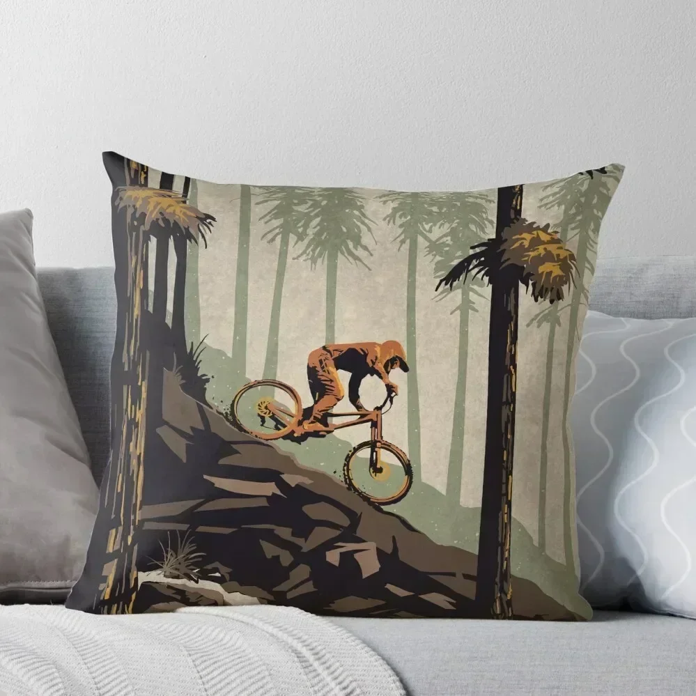 

Retro Scenic Mountain Bike Poster Art: Think Outside, No Box Required! Throw Pillow pillow cover christmas Cushion Child pillow