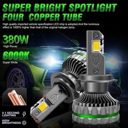 CAROLYN 2PCS H7 H4 LED Headlight Canbus HB4 H11 H1 H8 9012 HB3 9005 9006 9012 Hir2 4 Copper Tube 9054 CSP Auto Fog Light Bulb