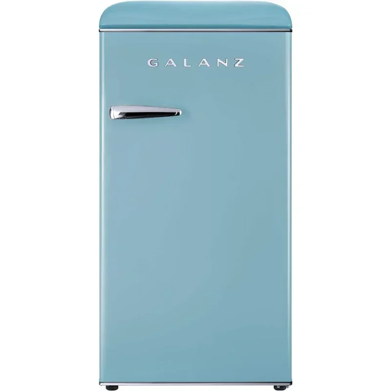 QWGalanz GLR33MBER10 Frigorifero compatto retrò Frigo a porta singola Termostato meccanico regolabile con refrigeratore Blu 3,3 piedi cubi