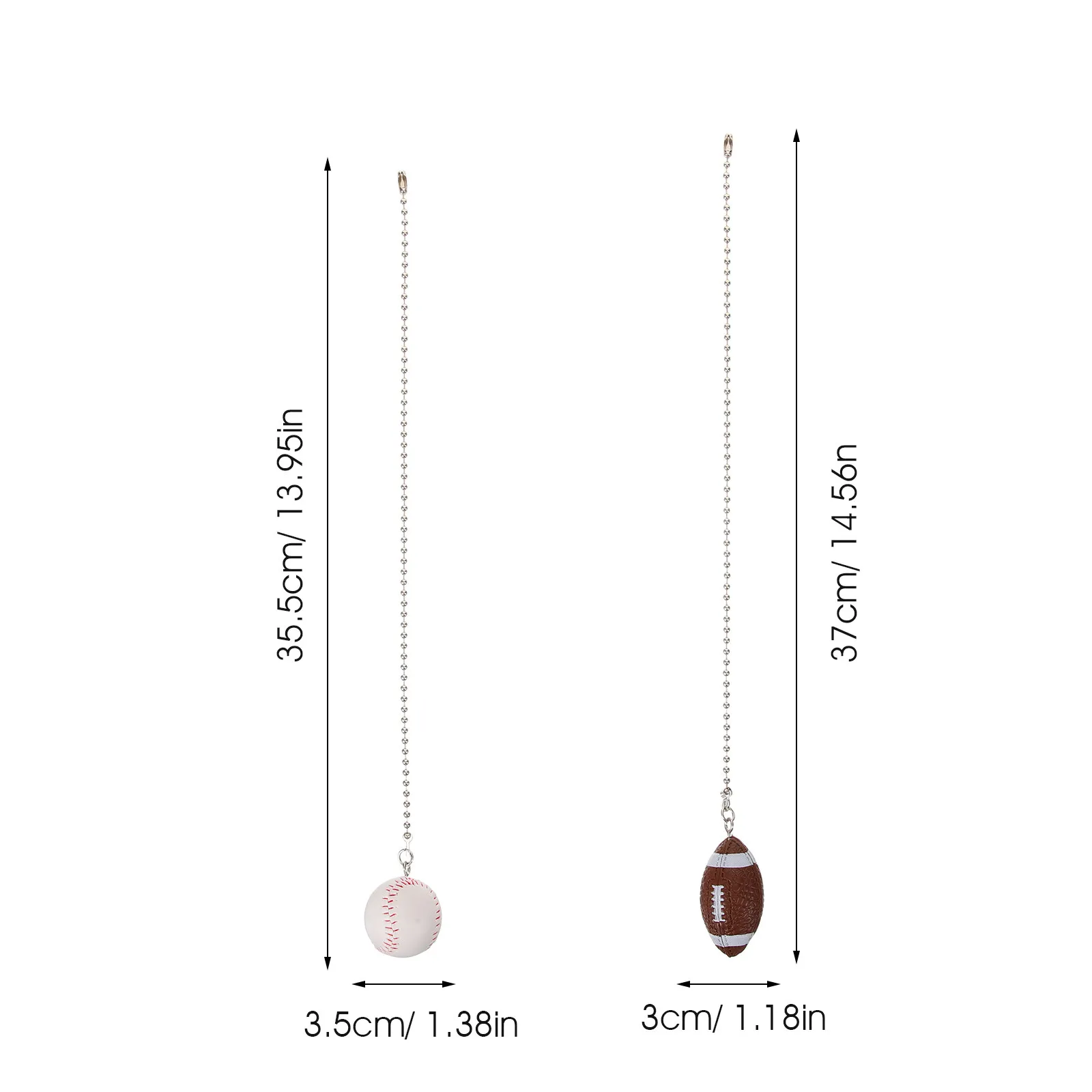 2Pcs Ceiling Fan Pull Chain Extender Decorative Beaded Pendant for Ceiling Fans Table Lamps Wall Lights Rustproof PU Metal