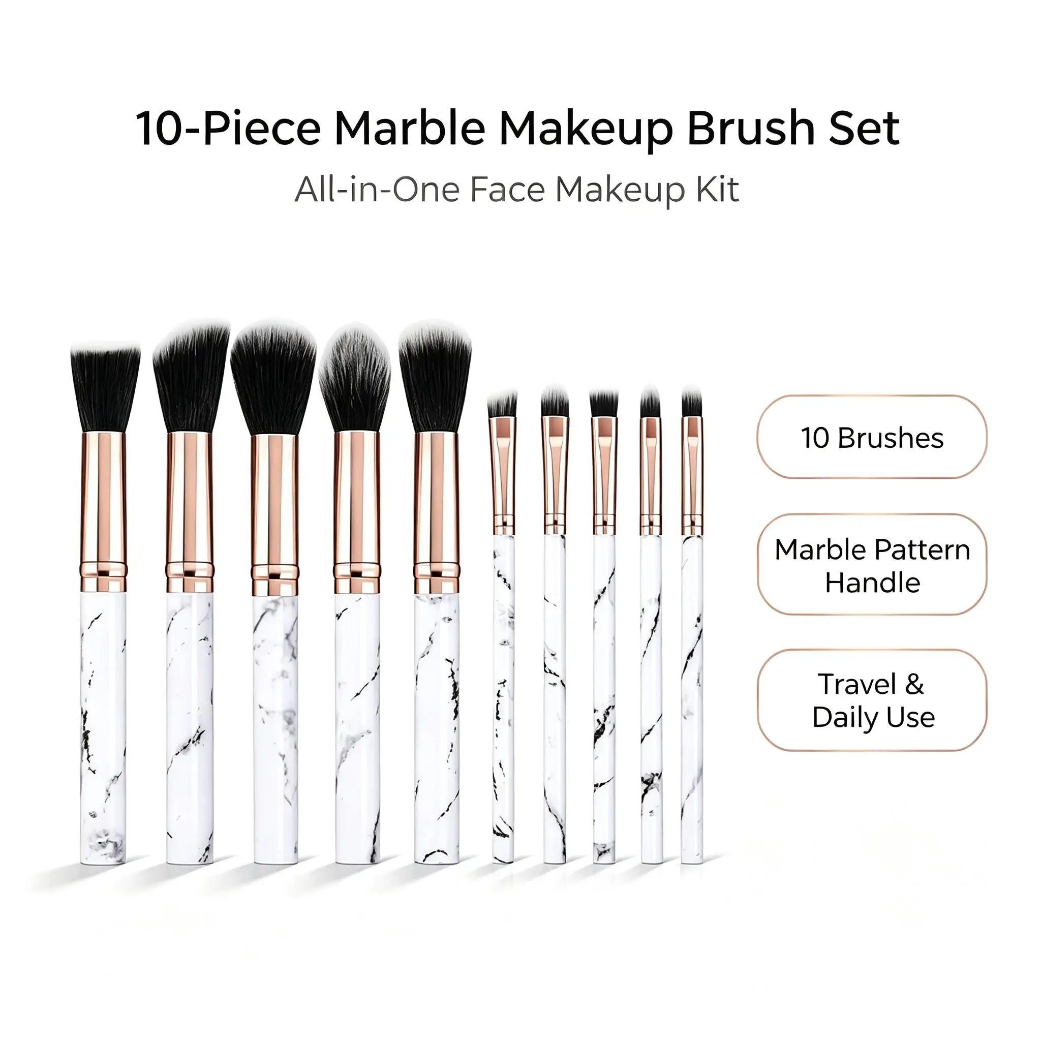 Hot selling makeup cover brush marble makeup brush set powder brush powder blusher brush repair brush eye shadow brush set beaut