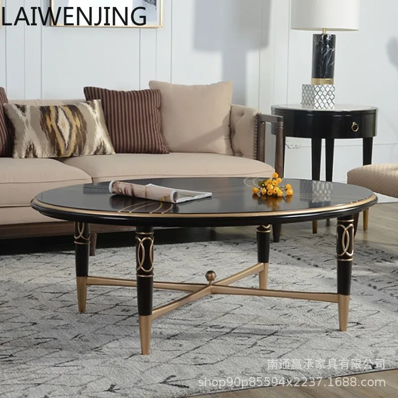 

MJY American light luxury solid wood oval anti-collision coffee table coffee table Meijia furniture