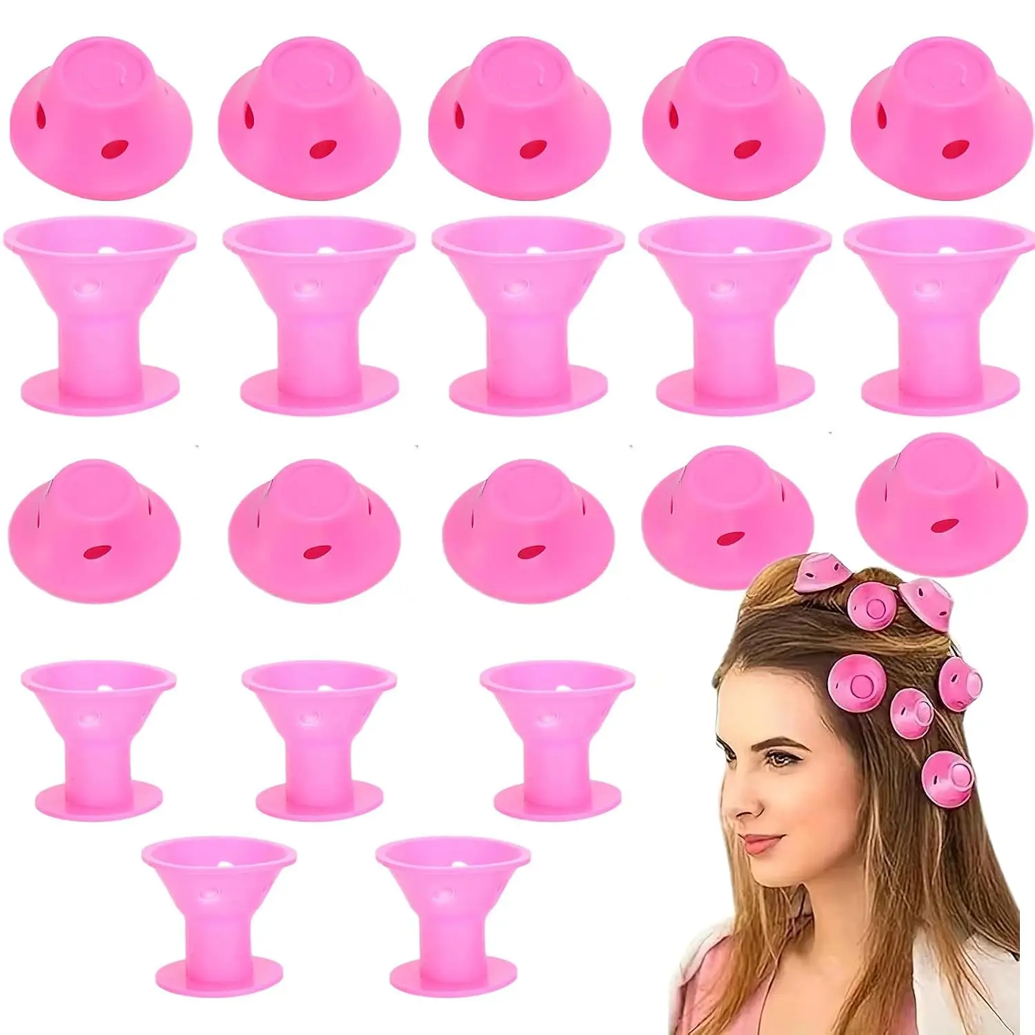 Mushroom Hair Curlers Set,10pcs Non-Heated Rollers for Soft Curls, Heatless Hair Curling Kit for Volume, Travel Styling Tools