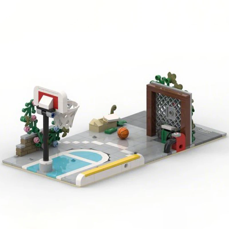 284pcs MOC Alley Basketball Court Model Building Blocks Home Decor Desk Display Shelf Accent Creative Collector Gift For Adults