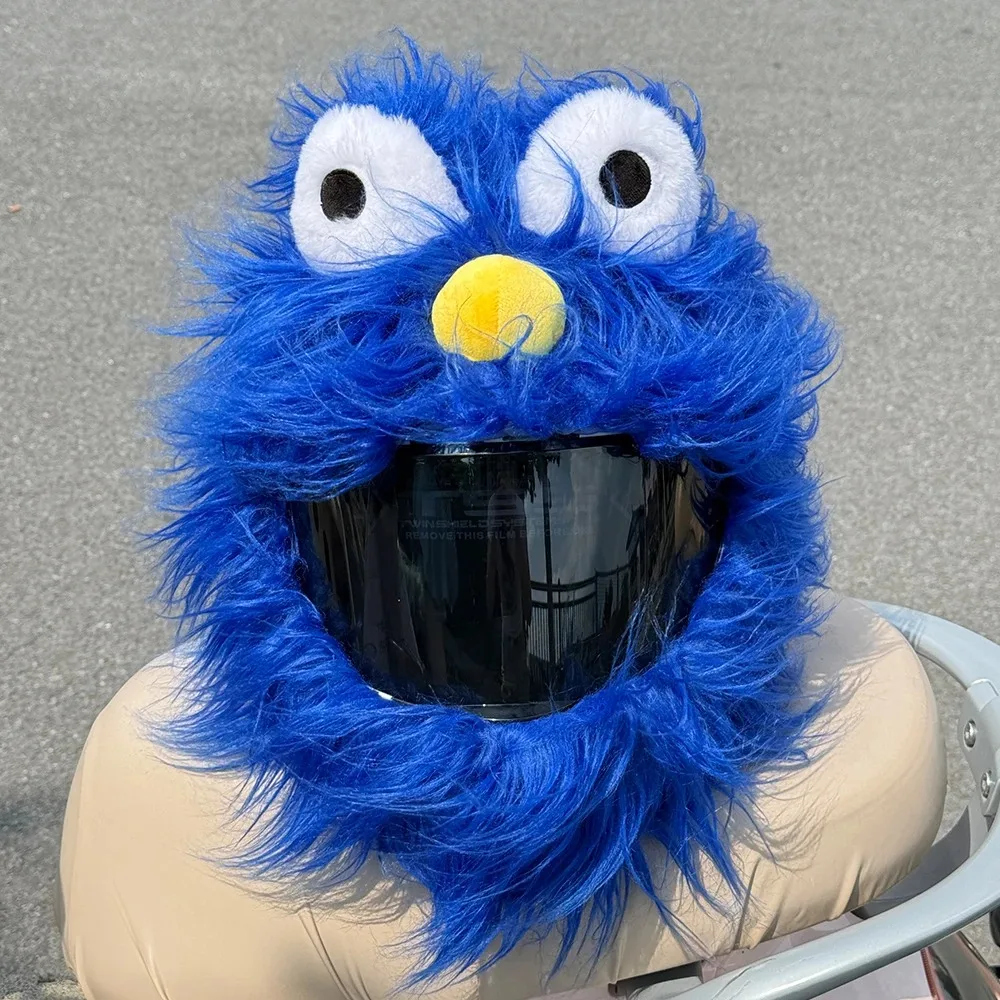 Cartoon Monster Plush Motorcycle Helmet Cover, Funny Animal Helmet Hood, Holiday Party Decor for Full Face Helmet