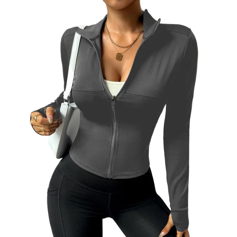 Original Zipper Tight Yoga Clothes, Running Fitness Tops, Breathable Nude Training Quick-drying Long-sleeved Jackets