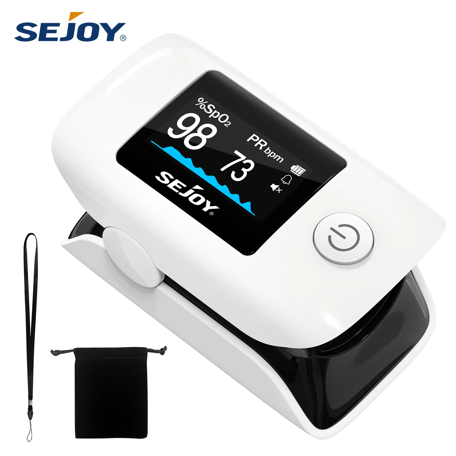 

SEJOY Fingertip Oximeter SpO2 Blood Oxygen Saturation Monitor with Heart Rate Sensor for Adults Kids Elderly Home Health Care
