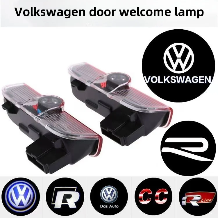 4X LED Car Door Logo Projector Light Accessories for VW R Golf 5 6 7 GTI GTD GTE Touareg CC Passat B6 B7 B8 B9 C6 C7 C8 Tiguan