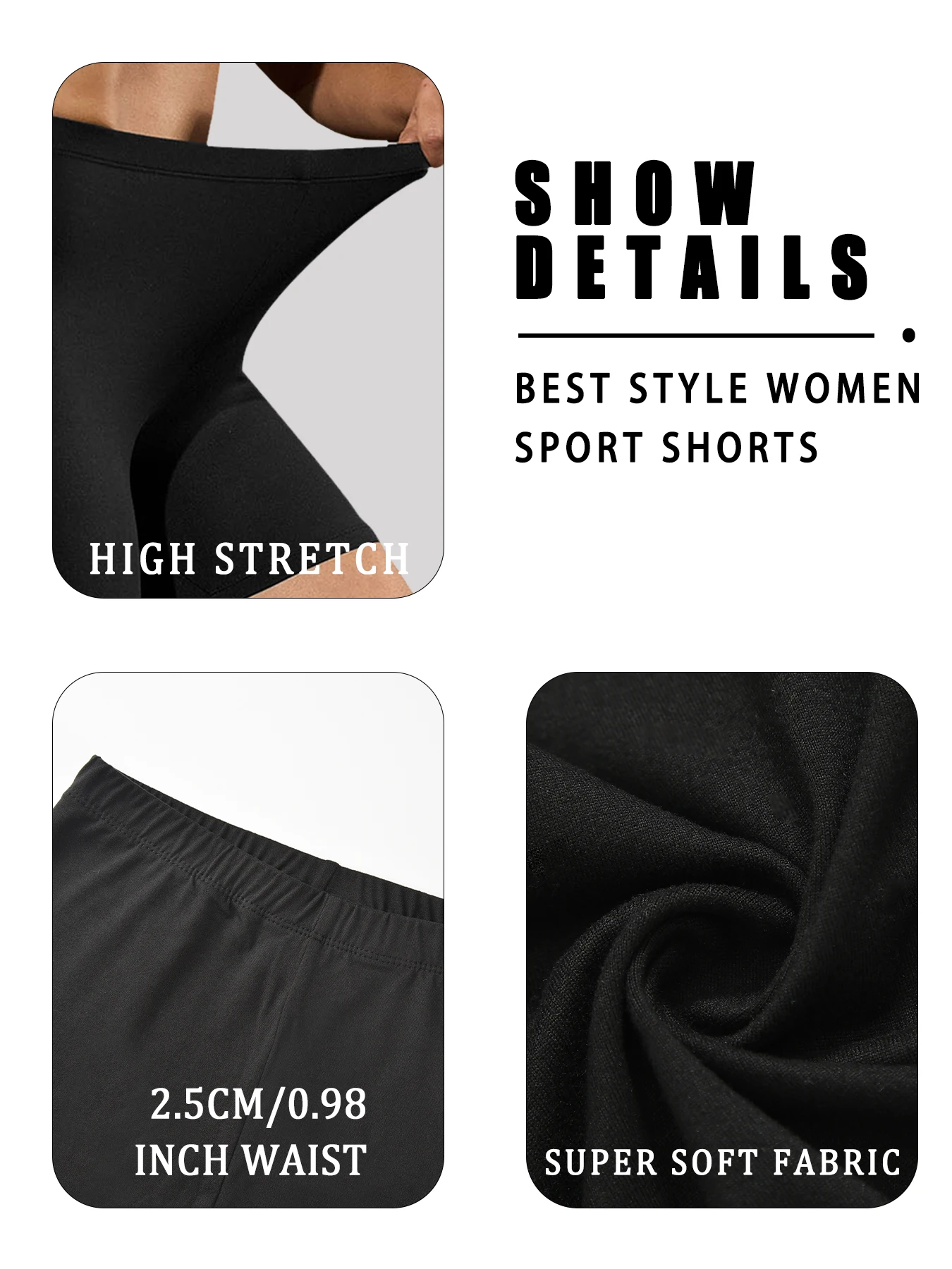 5 Pack Women's Super Soft Biker Shorts High Stretchy No See Through Workout Running Yoga Athletic 6"Inseam Push Up Gym Fitness