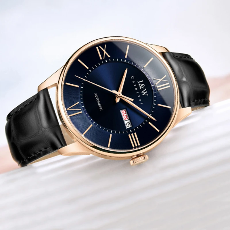 Carnival High-end Series I&W Brand Luxury Sapphire Mechanical Watch for Men Week Date MIYOTA Movement Automatic Watches Mens