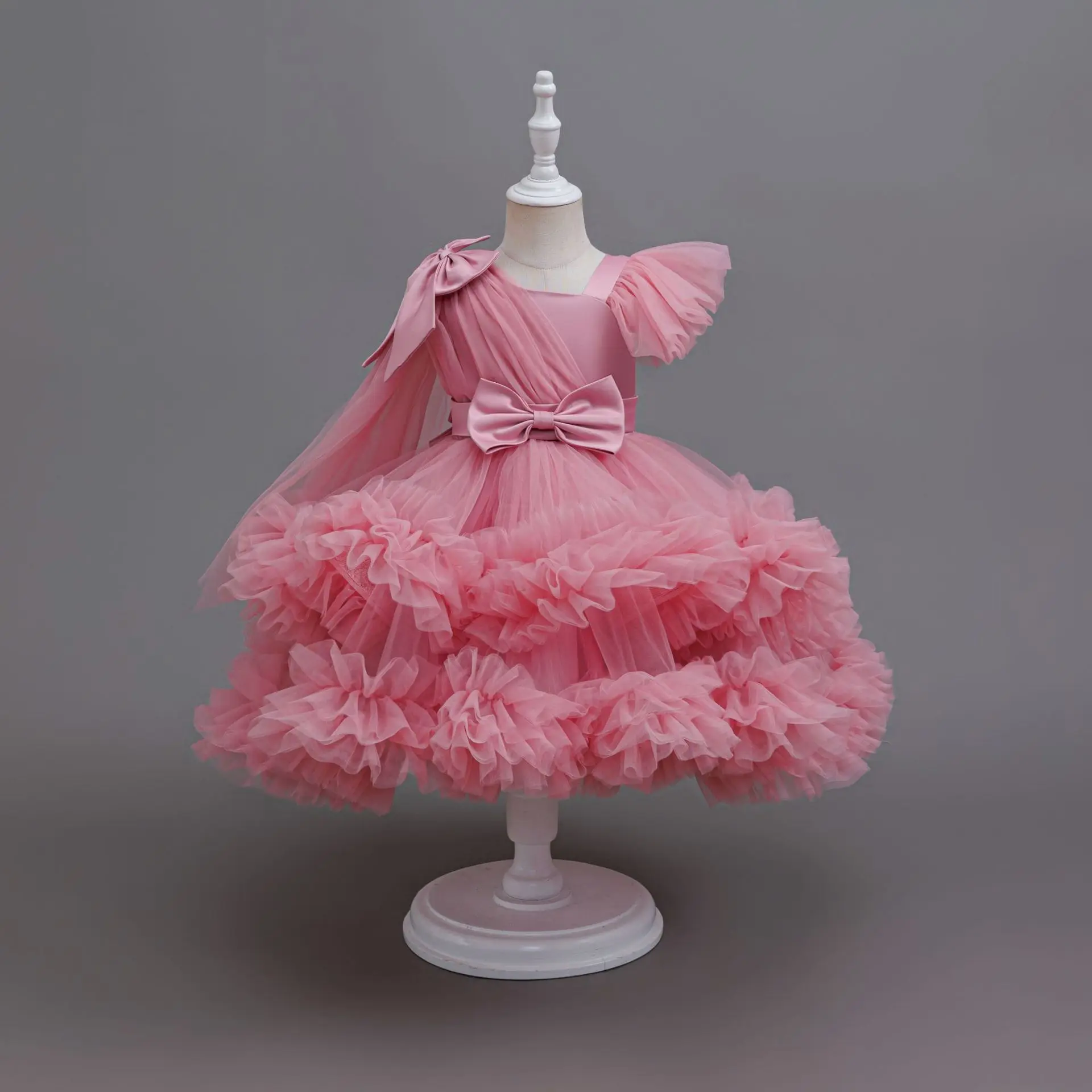 Luxury Western Girl Sequenant Dress Bubble Sleeve Vedic Princess Skirt 2-10 Birthday Party Evening Dress Summer Girl\'s clothes