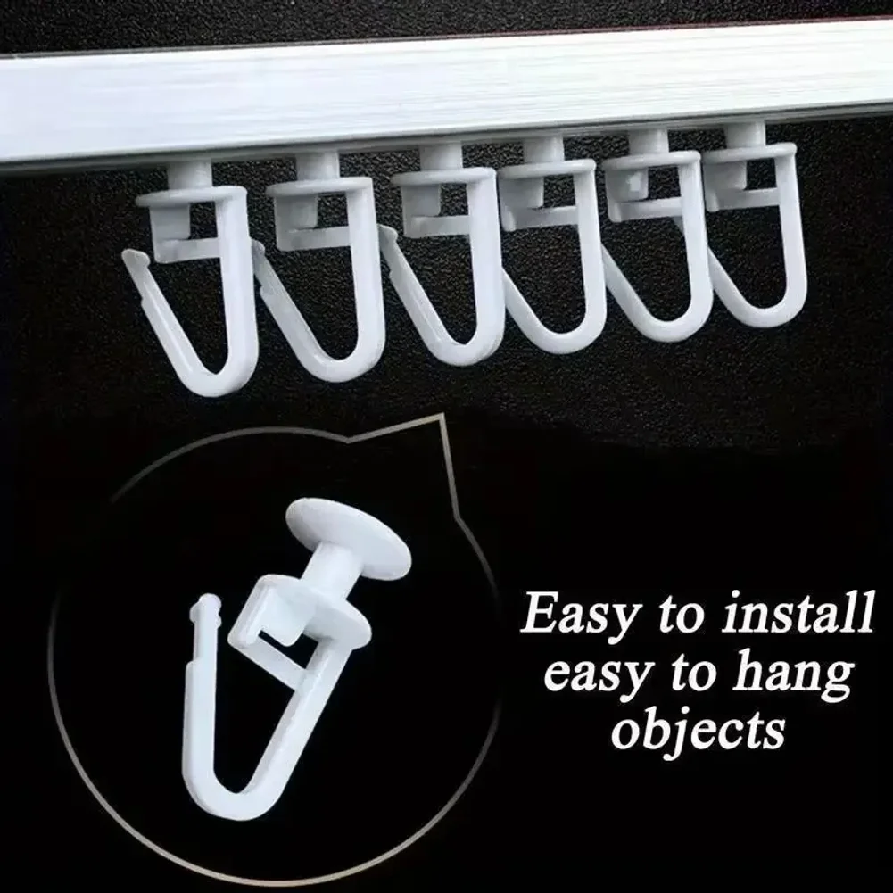 Non-Perforated Self-Adhesive Curtain Track Foldable Lock Hooks Curtain Rail for Room Partition Bathroom Cabinet Deco