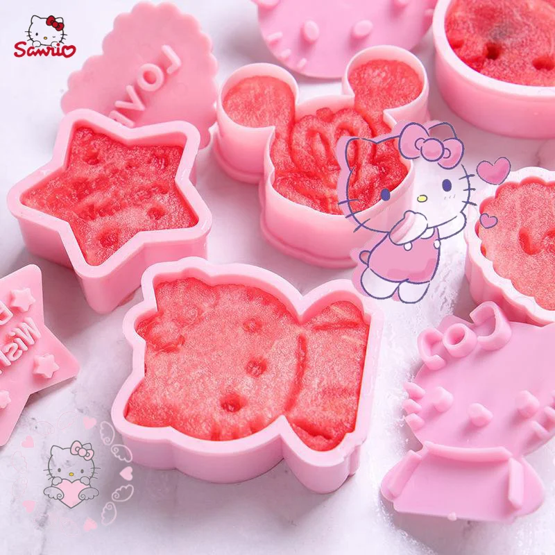 

Kawaii Sanrios Hello Kitty My Melody Cookie Rice Ball Watermelon Mold Cartoon 3D Cat Shape Diy Dessert Kitchen Baking Tools Gift