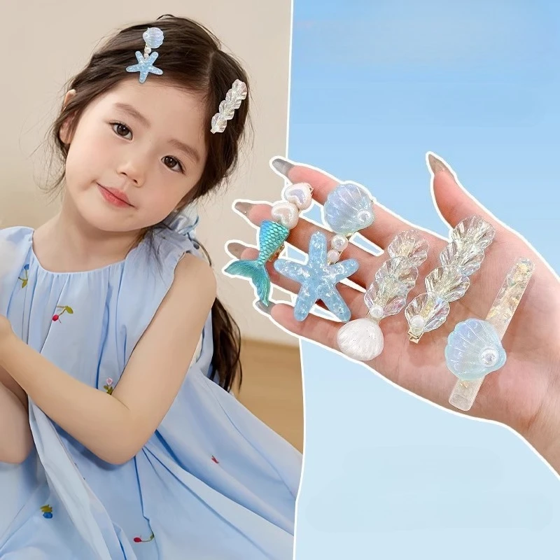 

5pcs/lot Mermaid Starfish Shell Hairpins Girls Cute Hair Clips Hairgrips for Women Barrettes Hair Styling Tool Hair Accessories