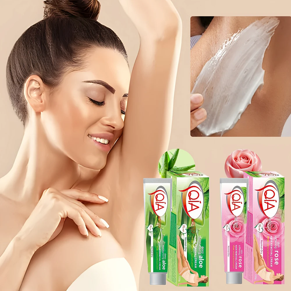 Hair Removal Cream with Aloe Vera rose Chamomile120g Gentle Effective for Sensitive Painless Quick Hair Removal for Alcohol Free