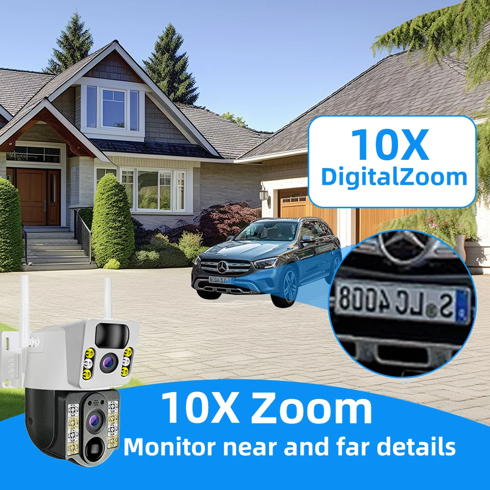 4K Solar Security Camera Outdoor Wireless 360° PTZ AI Human Detection IP66 Waterproof 8000mAh