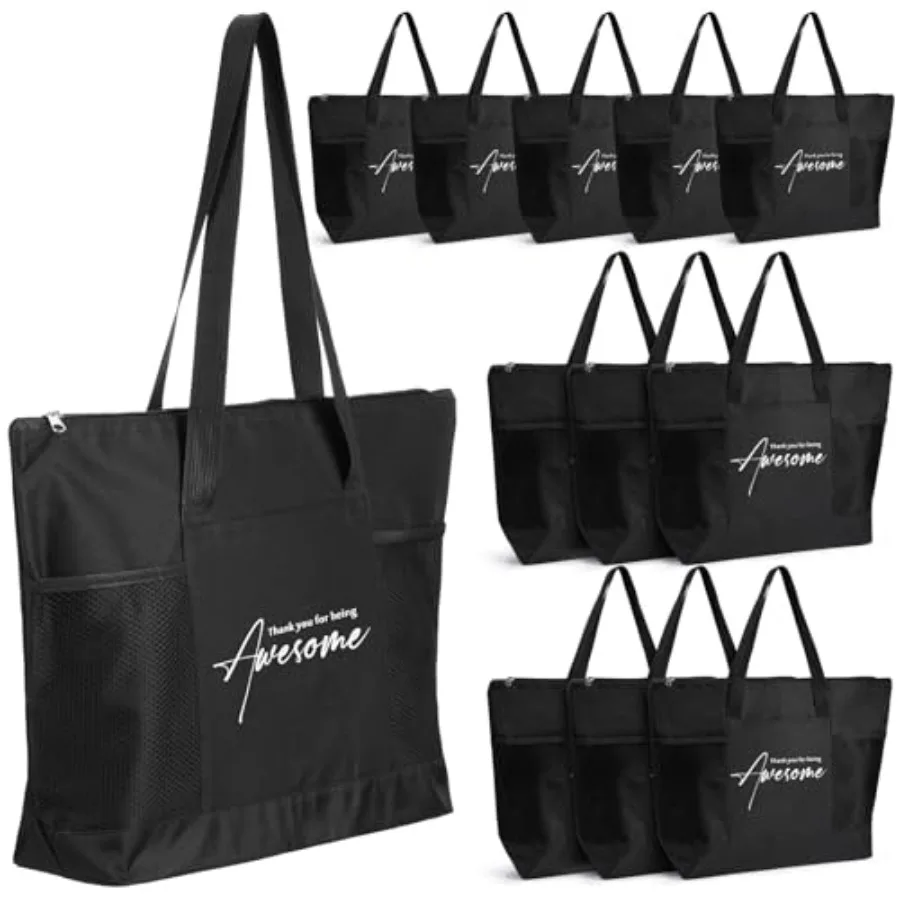 

12 Pcs CNA Week Gifts Bulk Inspirational Zipper Tote Bag with Mesh Pocket End of Year Gifts for Teacher Nurse