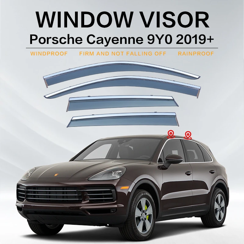 

Fit For Porsche Cayenne 06-10 11-18 2019+ Window visor Air Deflectors Guard Rain Smoke Wind Vent Awnings Shelters