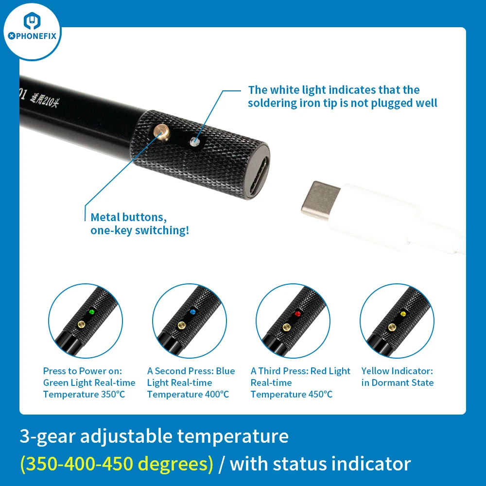 Imagem -04 - Portátil Mini Usb Caneta de Ferro de Solda Suporte Jbc C210 Pontas de Ferro de Solda Aquecimento Rápido para Pcb Salto Fio Reparação de Solda Tx001