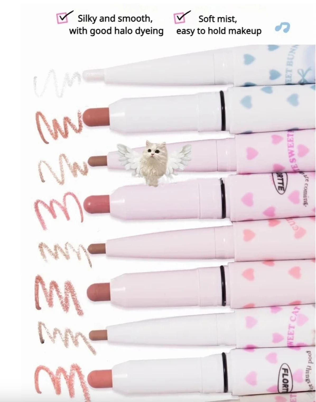 FLORTTE I AM SUPER BEAUTY Double Headed Lip Pencil Lip Liner Lipstick Modify The Shape Of The Mouth Makeup Longlasting Cosmetics