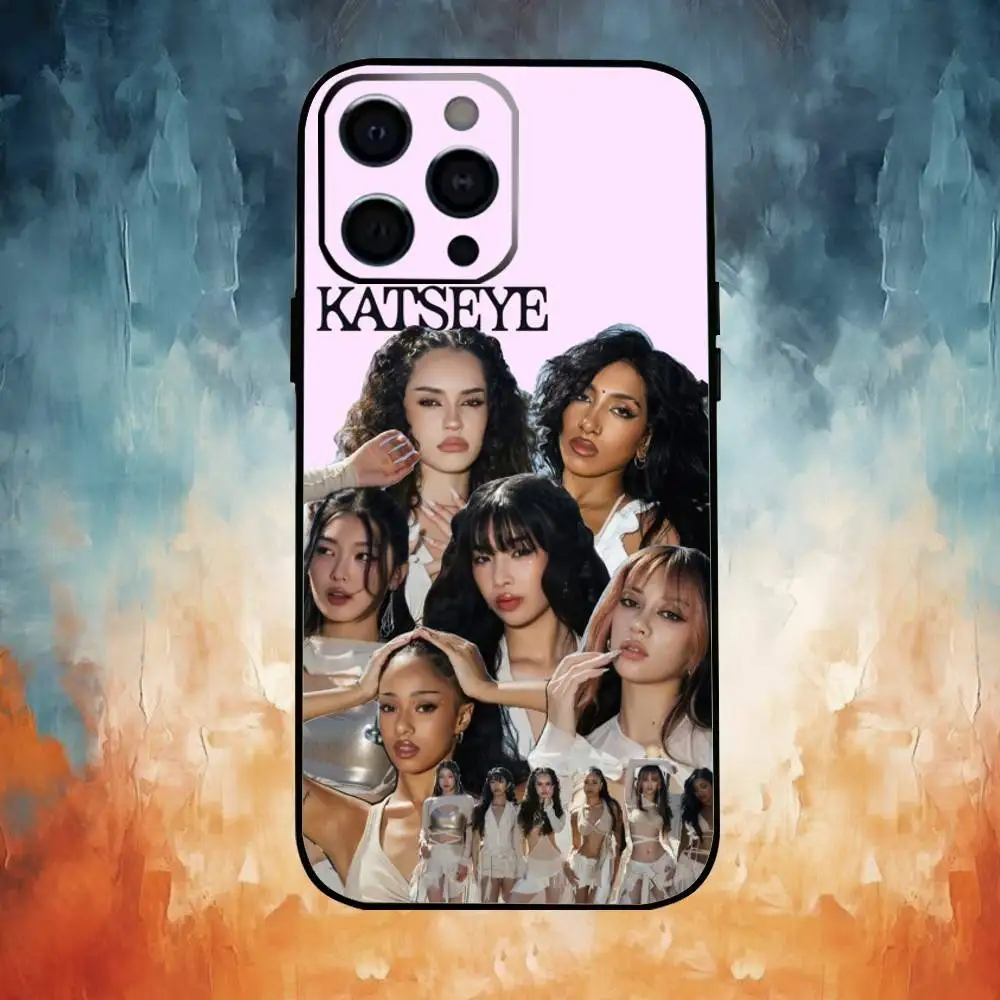 Custodia per telefono Hot Music K-KATSEYE per iPhone17,16,15,14,13,12,11 Plus,Pro Max Cover nera morbida