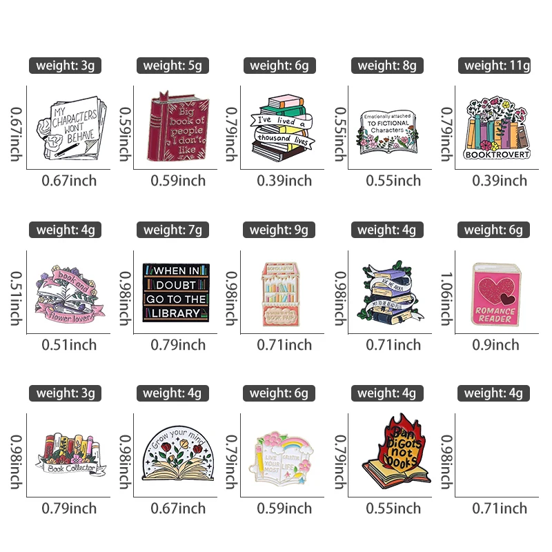 Bookworm Plant Lover Pin My Characters Won't Behave Brooch with Floral Design Accessory for Daily Wear Quirky Reader Gift