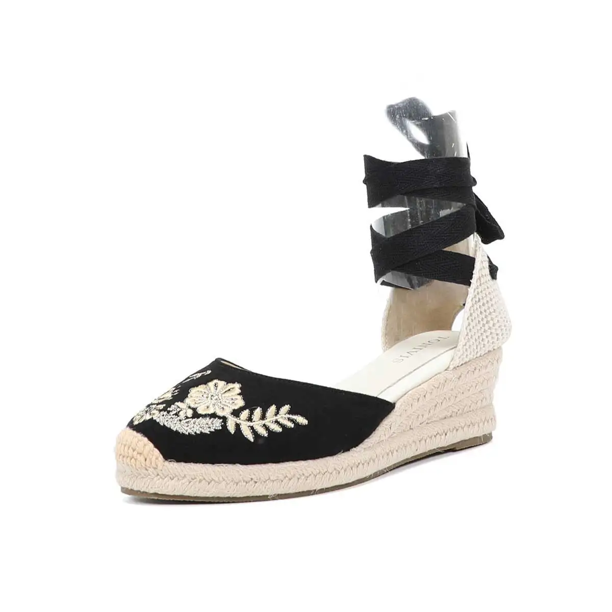 Summer ladies temperament wedge heel strap sandals black all-match thick heel platform waterproof platform 5cm espadrille