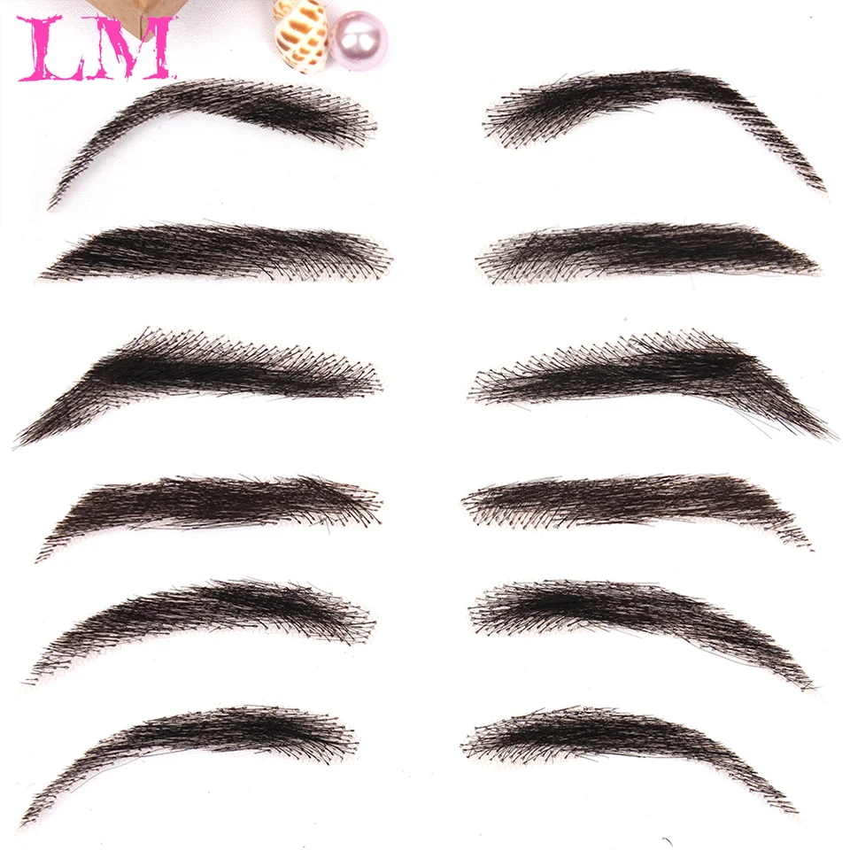 LiangMo Fake Eyebow Women Or Man Hair Brazilian Hair invisible Handmade Fake Eyebrows Hand Tied False Eyebrows