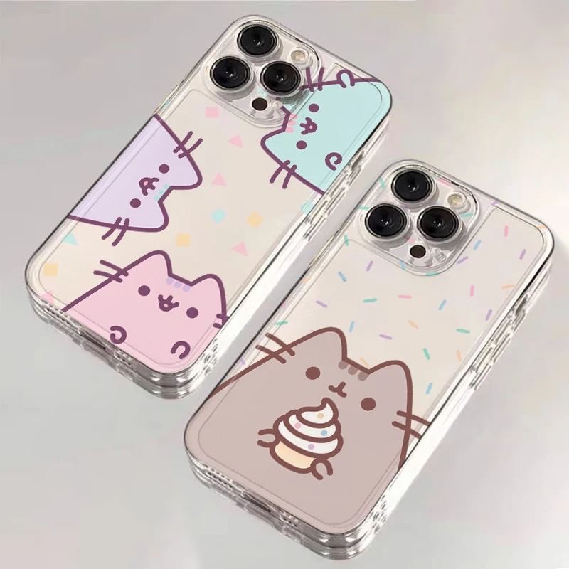 Funda Protectora Suave para iPhone 17 Pro Max 13 7 8 15 XS 12 Mini 11 Air 14 Plus XR 16 con Diseño de Gato P-Pusheens