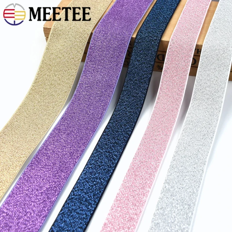 1/2/3M 25/30/40/50mm Colored Silk Nylon Elastic Band for Sewing Belt Rubber Bands Spandex Webbing Elasticity Tape DIY Stitching