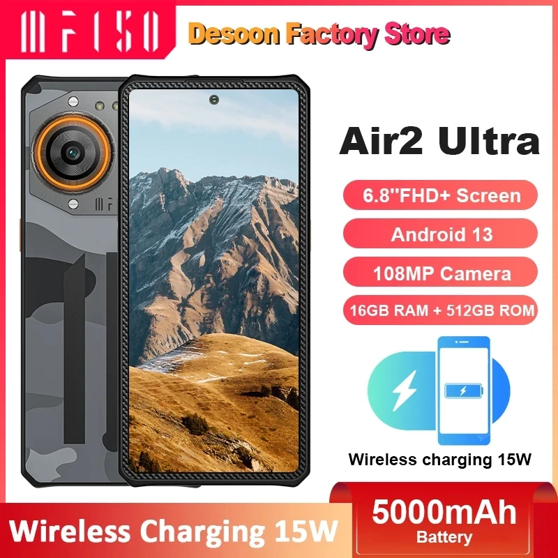 Прочный телефон IIIF150 Air2 Ultra 5G, 6,8-дюймовый FHD + экран, 120 Гц, 16 ГБ + 512 ГБ, 108 МП, камера, аккумулятор 5000 мАч, MTK7050, ультратонкий