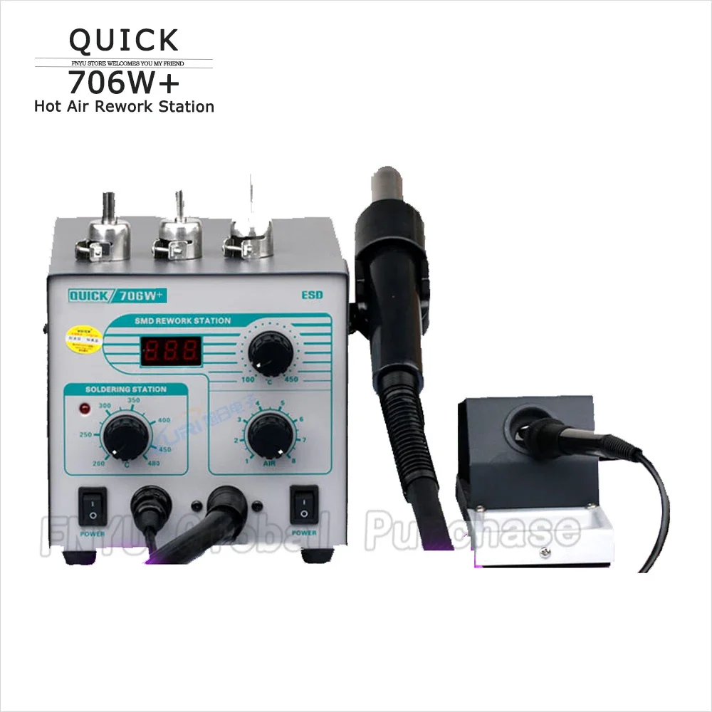 

Quick 706W+ Digital Display Anti-static and Constant Temperature Lead-free Soldering Iron Dismantling and Welding Platform