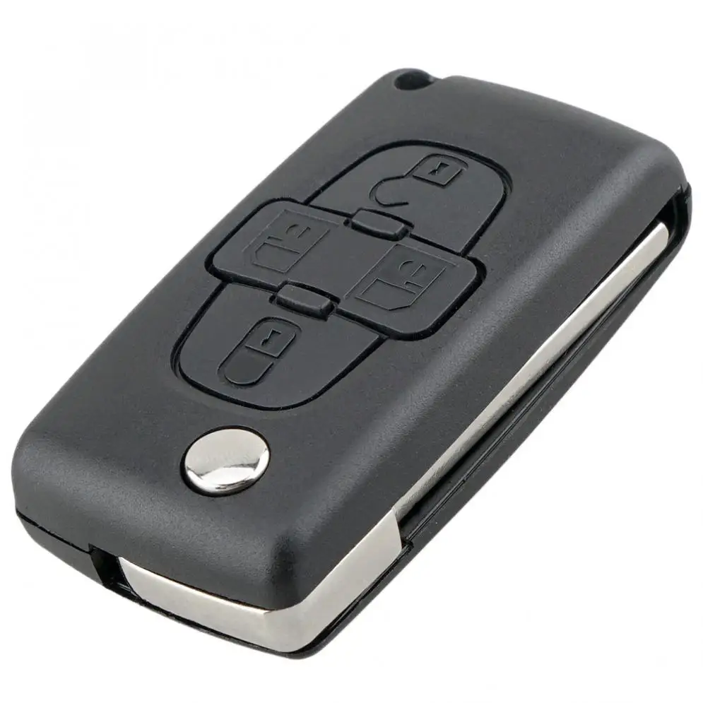 ASK 433Mhz 4 Buttons ID46 Chip and VA2 Blade CE0523 Flip Folding Remote Key Fob Fit for Peugeot 1007 Citroen  C8