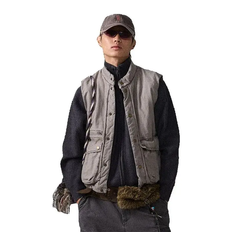 

NOTHOMME Monterest Vintage Washed Work Vest Lightweight Cotton Utility Men's Outdoor Casual Autumn Winter Streetwear