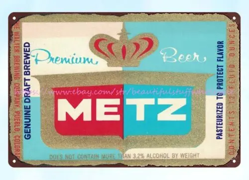 1960s Metz Beer Walter Brewing Company Pueblo Colorado metal tin sign