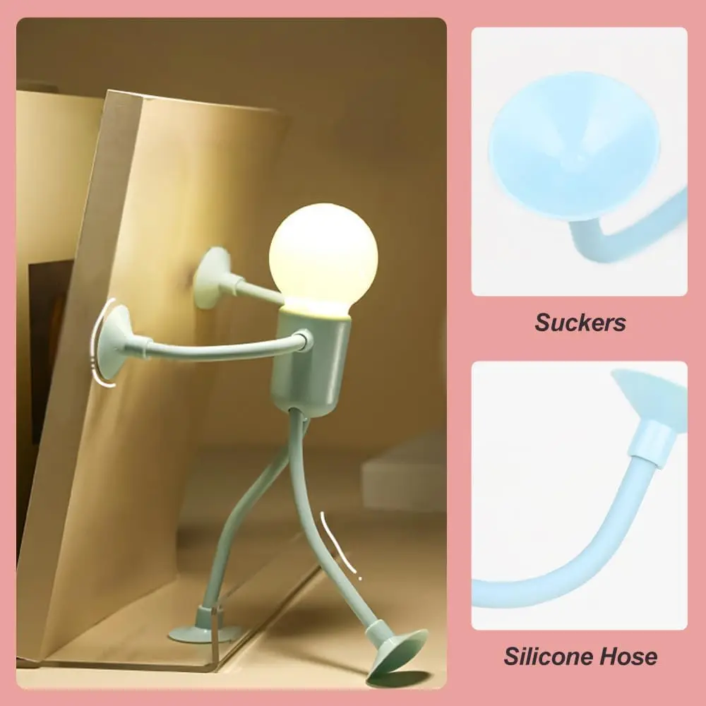 Night Light Changeable-Shape Funny Sportsman-Night Light Cartoon DIY Cute Night Lamp Mini Cute Suction Bedside Lamp for Kids