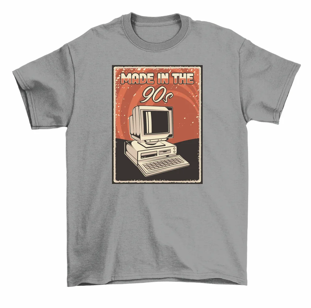 Made In The 90s Old Computer Desktop Birthday T-Shirt Men Women Unisex High Quality 100%Cotton Short Sleeve